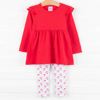 Good Morning Santa Legging Set, Red