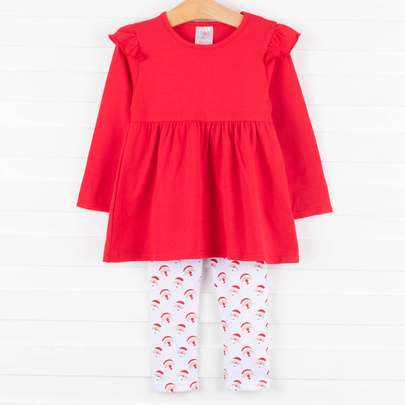 Good Morning Santa Legging Set, Red