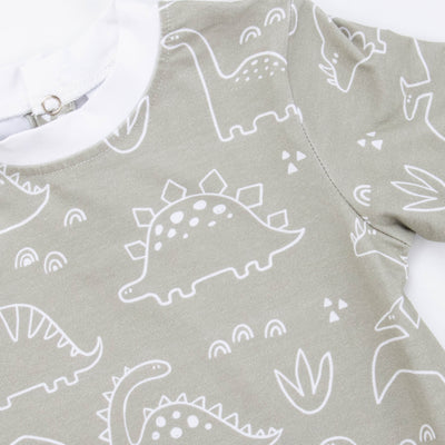 Sage Dinos Romper, Green