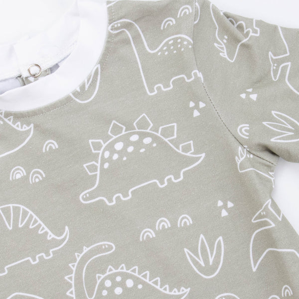 Sage Dinos Romper, Green