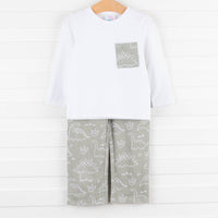 Sage Dinos Pant Set, Green
