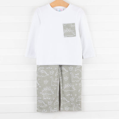 Sage Dinos Pant Set, Green