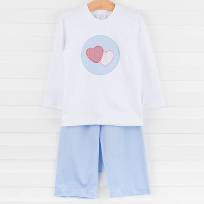 Two Hearts Pant Set, Blue