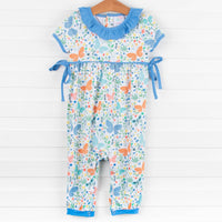 Butterfly Friends Bubble Romper, Blue