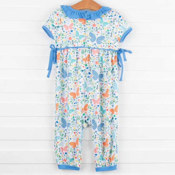 Butterfly Friends Bubble Romper, Blue