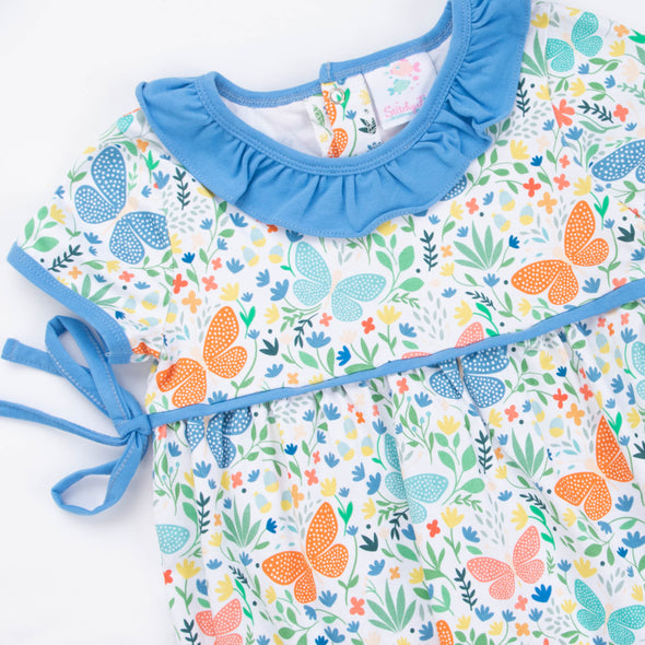 Butterfly Friends Bubble Romper, Blue