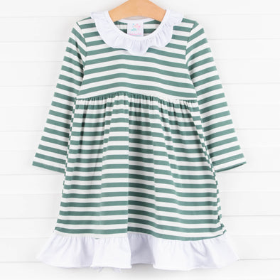 Adeline Dress, Green Stripe