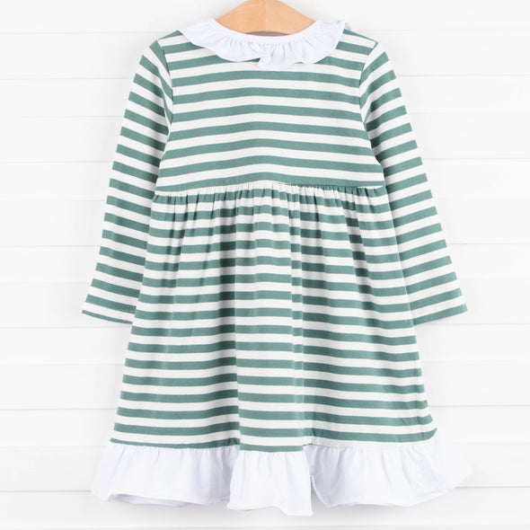 Adeline Dress, Green Stripe