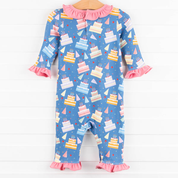 Cake Time Ruffle Romper, Blue