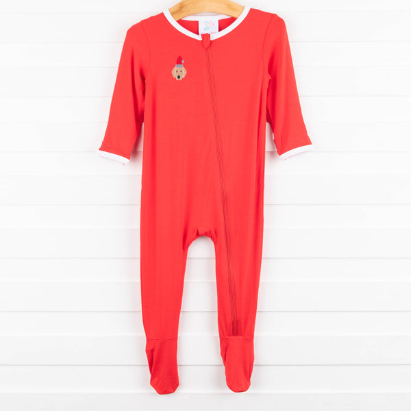 Christmas Puppy Footie, Red