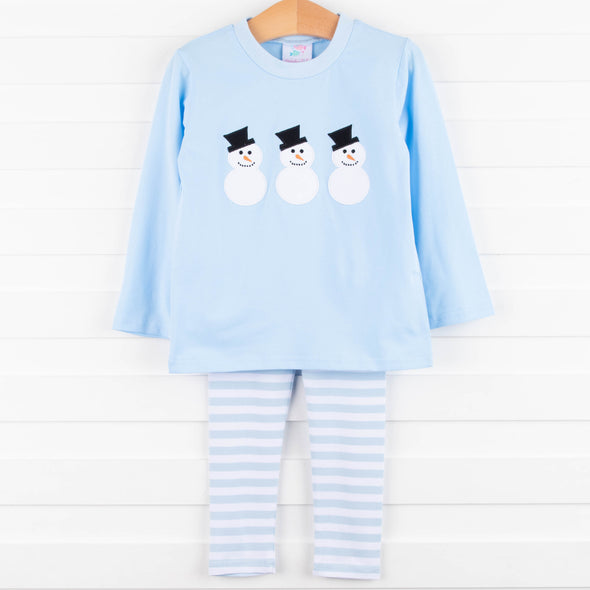 Warm Wishes Applique Pant Set, Blue