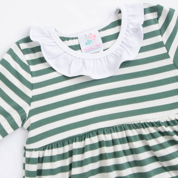Adeline Dress, Green Stripe