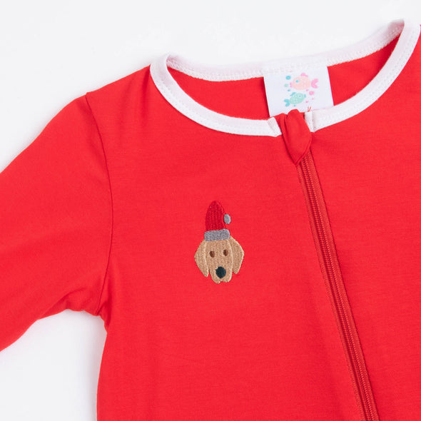 Christmas Puppy Footie, Red