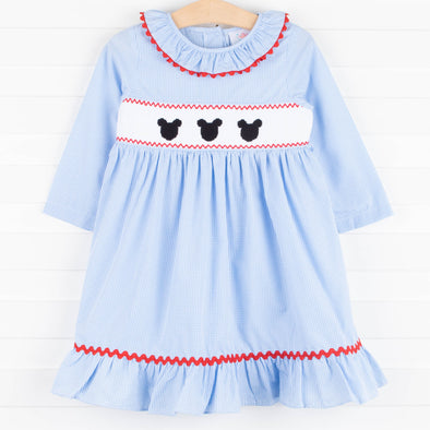 Mouse Friends Smocked Dress, Blue – Stitchy Fish Mouse Friends Smocked Dress, Blue – Stitchy Fish