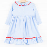 Mouse Friends Smocked Dress, Blue