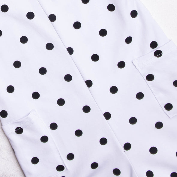 Darling Dots Long Romper, Black Dots