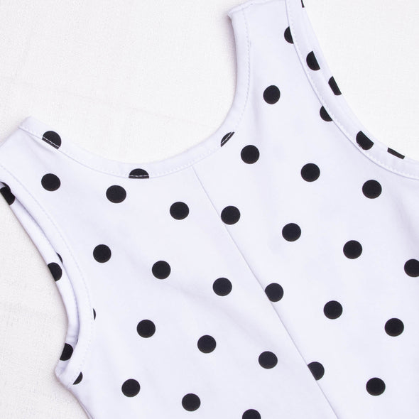 Darling Dots Long Romper, Black Dots