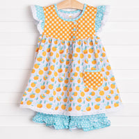 Stuck On Sunshine Ruffle Short Set, Orange