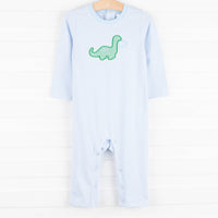 Dearest Dino Applique Romper, Blue
