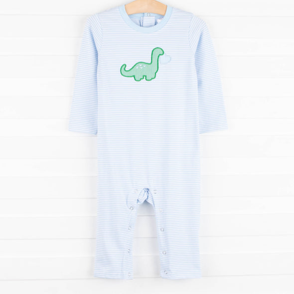 Dearest Dino Applique Romper, Blue