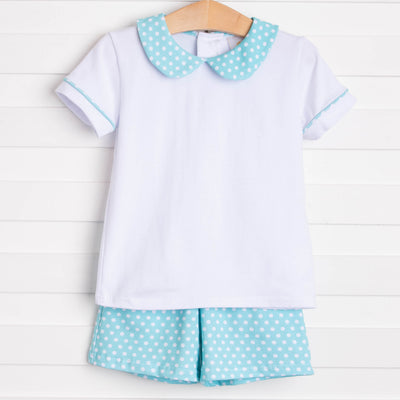 Picnic Promises Short Set, Aqua