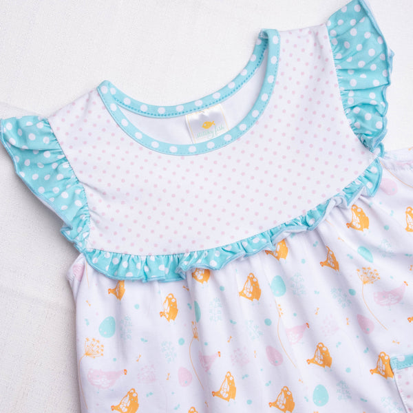 Happy Hens Ruffle Short Set, Aqua