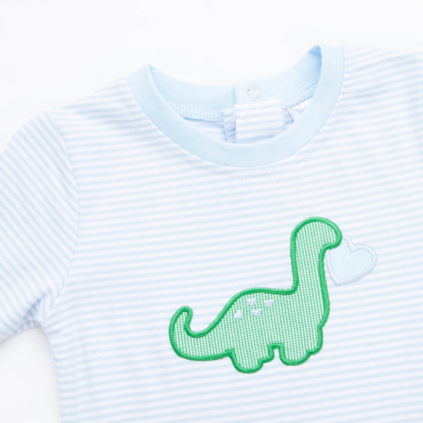 Dearest Dino Applique Romper, Blue