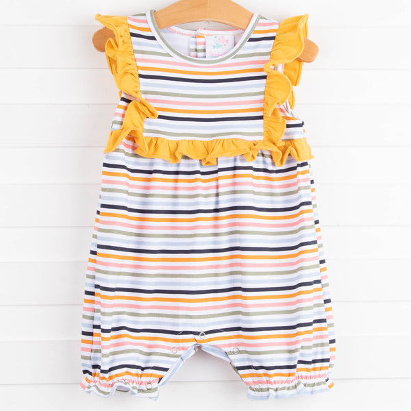 Morgan Bubble Romper, Yellow Stripe
