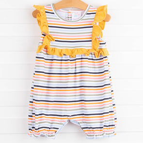Morgan Bubble Romper, Yellow Stripe