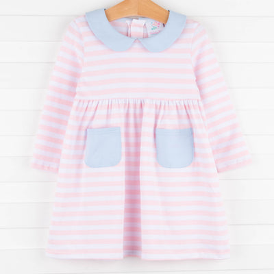 Lauren Dress, Light Pink Stripe