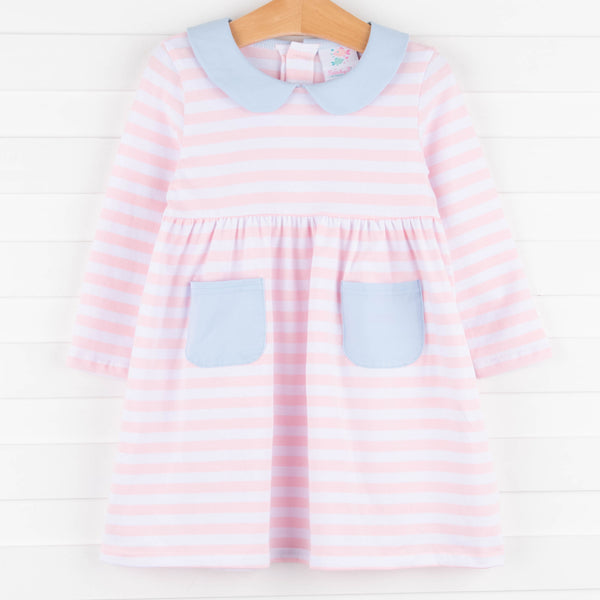 Lauren Dress, Light Pink Stripe