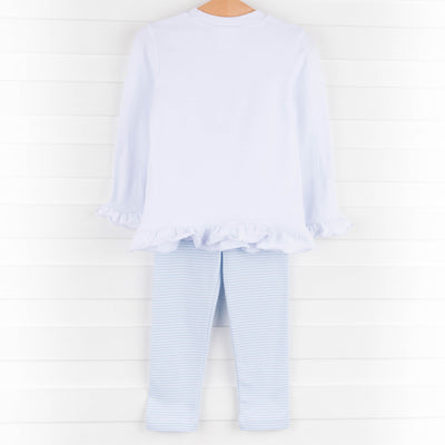 Deer Friend Ruffle Legging Set, Blue