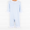 Deer Friend Ruffle Romper, Blue