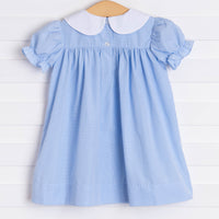 My First Day Embroidered Dress, Blue