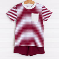 Bulldog Short Set, Maroon