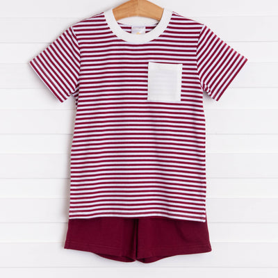 Bulldog Short Set, Maroon