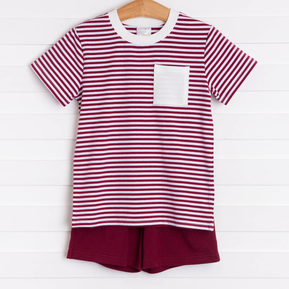 Bulldog Short Set, Maroon