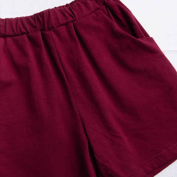 Bulldog Short Set, Maroon