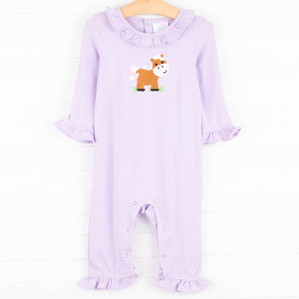 Hold Your Horses Ruffle Romper, Purple