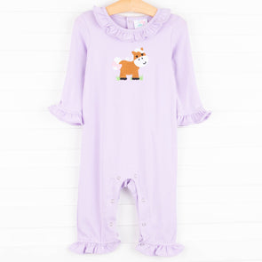 Hold Your Horses Ruffle Romper, Purple