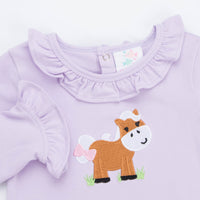 Hold Your Horses Ruffle Romper, Purple