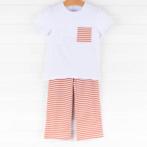 Charles Pant Set, Orange Stripe