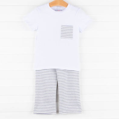 Evan Pant Set, Gray Stripe