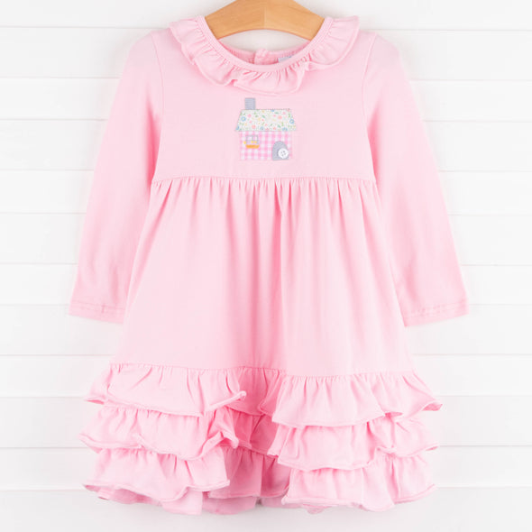 Cottage Cutie Applique Dress, Pink