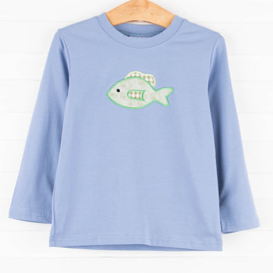 Fish Friend Applique Shirt, Blue