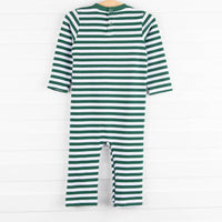 Cow Boy Embroidered Romper, Green