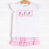 Seahorses and Sunshine Smocked Ruffle Short Set, Pink Stripe