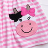 Moo! Cow Applique Dress, Pink Stripe