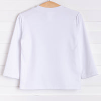 Gingham Train Applique Long Sleeve Shirt, White