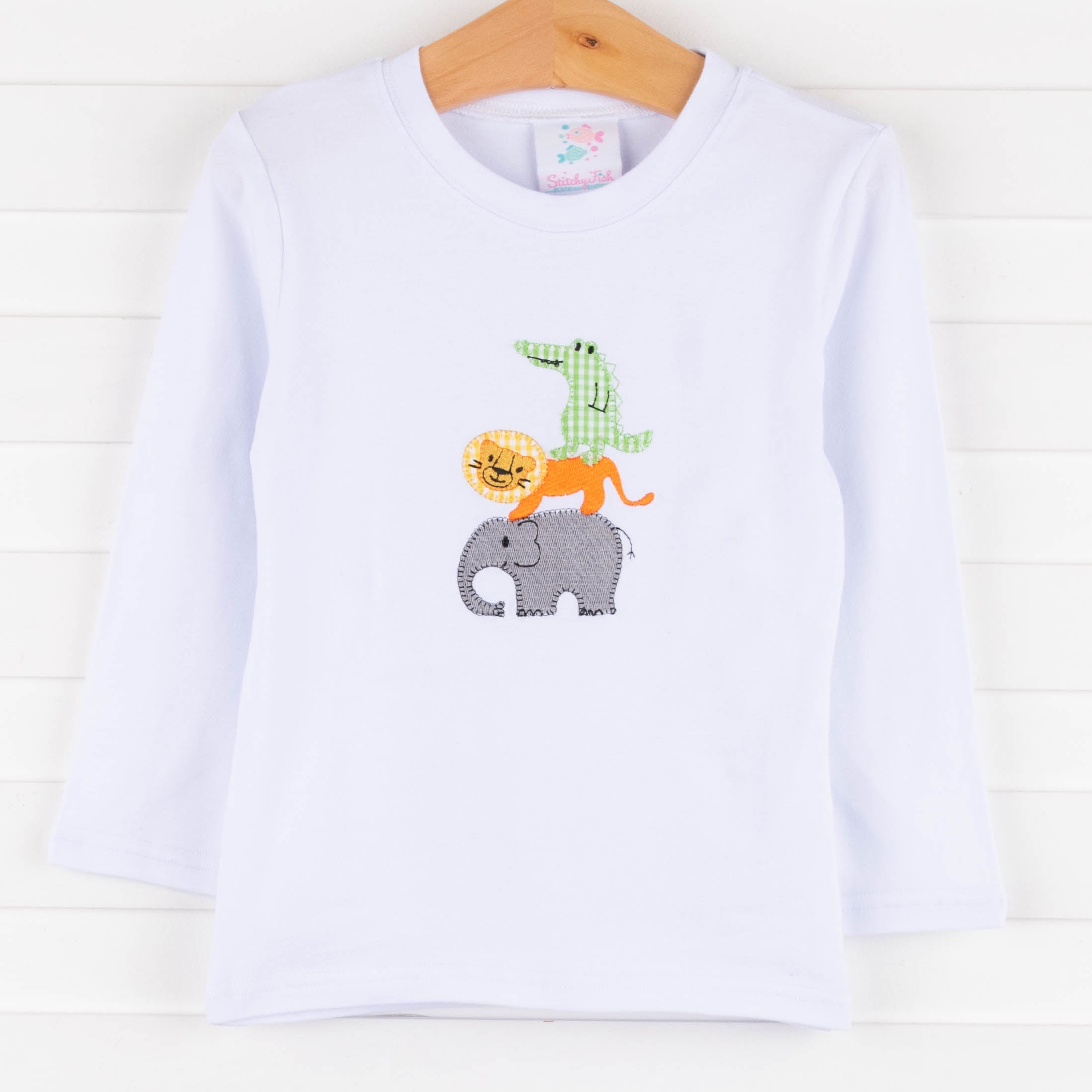 Zoo Pals Embroidered Shirt, White – Stitchy Fish
